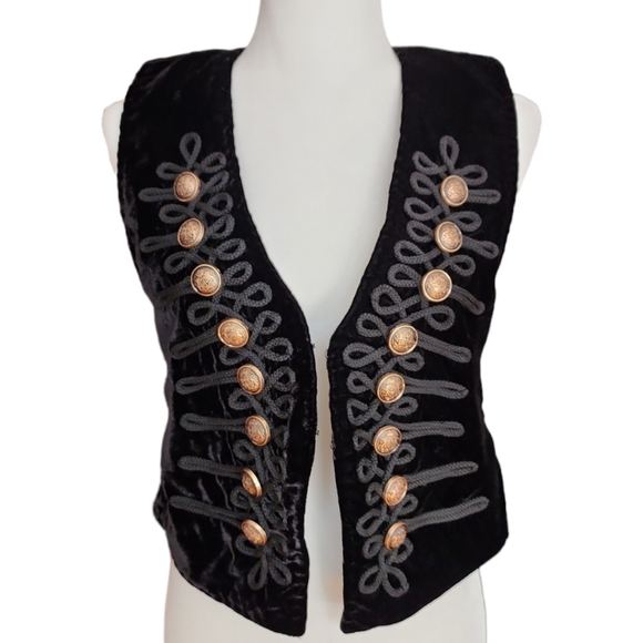 Free People Jackets & Blazers - FREE PEOPLE Decorated Officer Black Vest